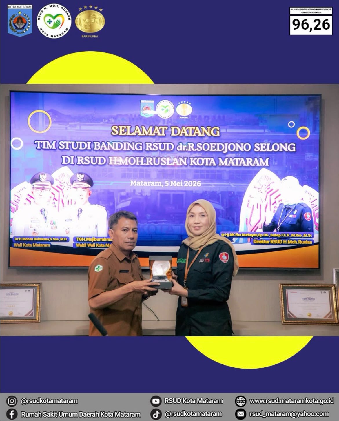 PERKUAT LAYANAN KANKER, RSUD dr. R. SOEDJONO SELONG LAKUKAN STUDI BANDING KE RSUD H. MOH. RUSLAN KOTA MATARAM